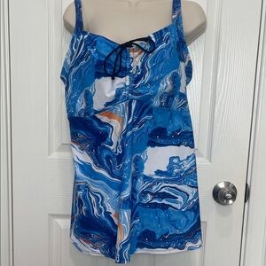 Hanna Nikole women’s  Blue Marble Print Women's Top